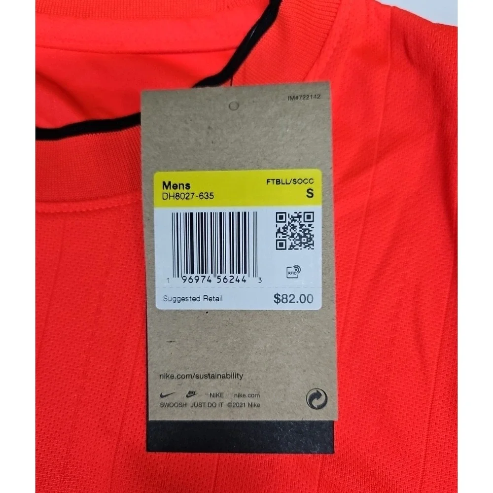 Nike Dri-FIT Mens Orange Soccer Referee Long Sleeve Jersey Size Small NWT Flawed